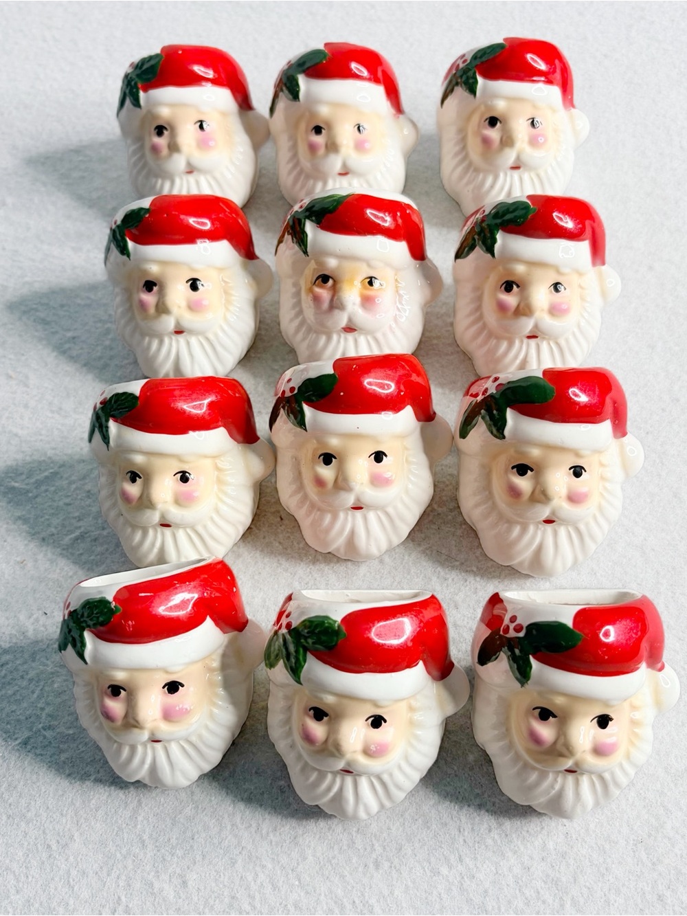 Vintage Leo Goldman Imports “Lego” Santa Christmas Holiday Napkin Rings Set 12